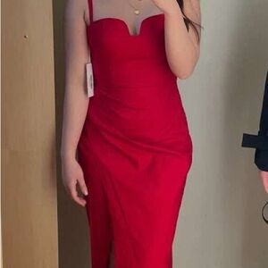 Reformation Asymmetrical Red Dress